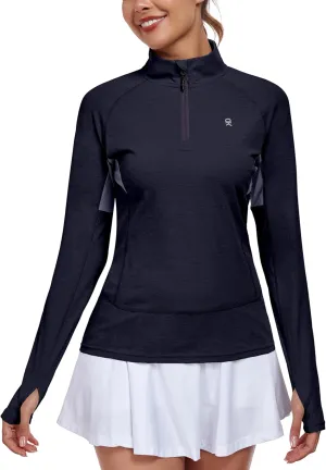 Little Donkey Andy Women's UPF50  Shirts 1/4 Zip Long Sleeve Pullover Quick Dry Lightweight Golf Hiking Tops Rash Guard
