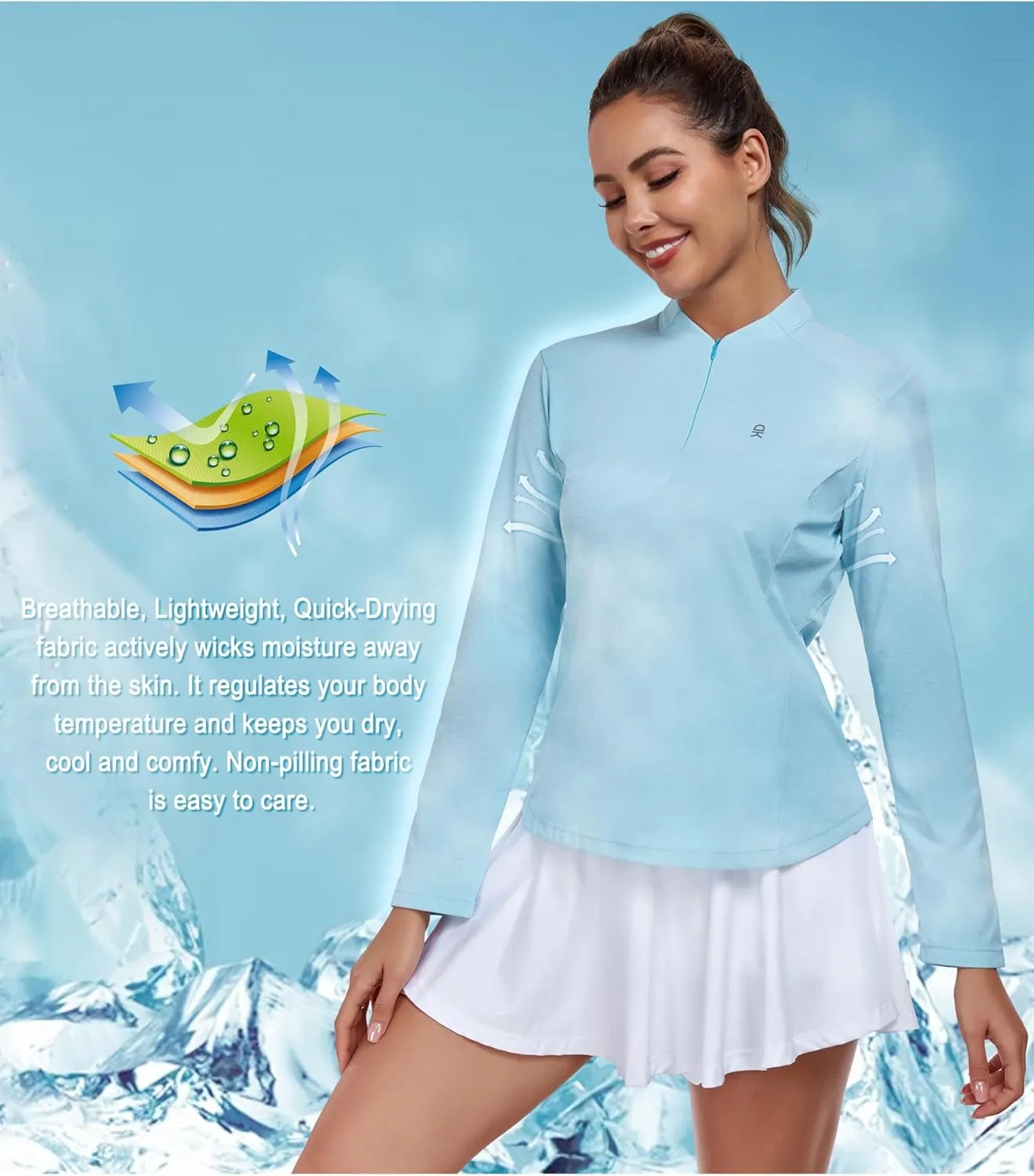 Little Donkey Andy Women's UPF50  Shirts 1/4 Zip Long Sleeve Pullover Quick Dry Lightweight Golf Hiking Tops Rash Guard