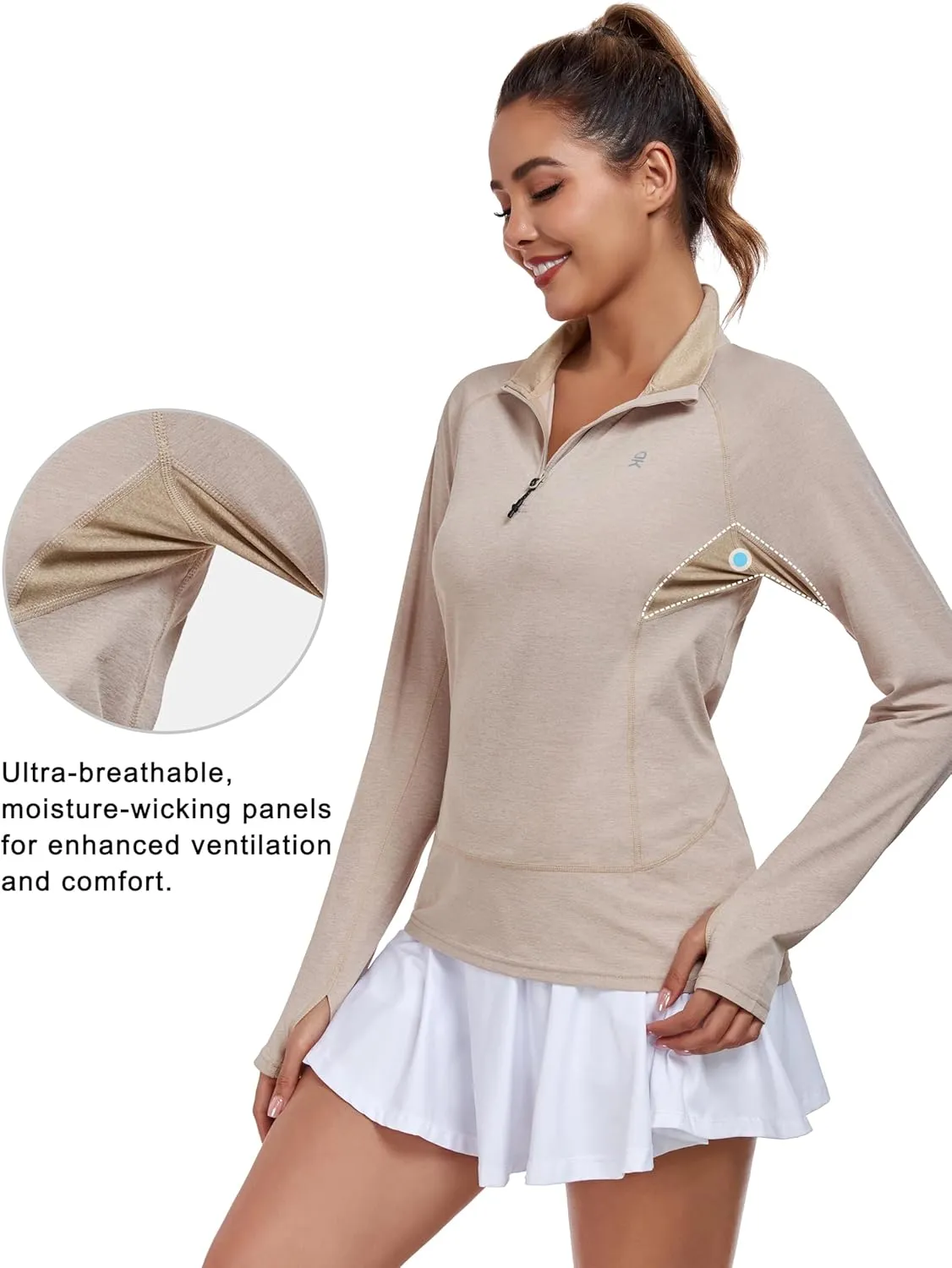 Little Donkey Andy Women's UPF50  Shirts 1/4 Zip Long Sleeve Pullover Quick Dry Lightweight Golf Hiking Tops Rash Guard