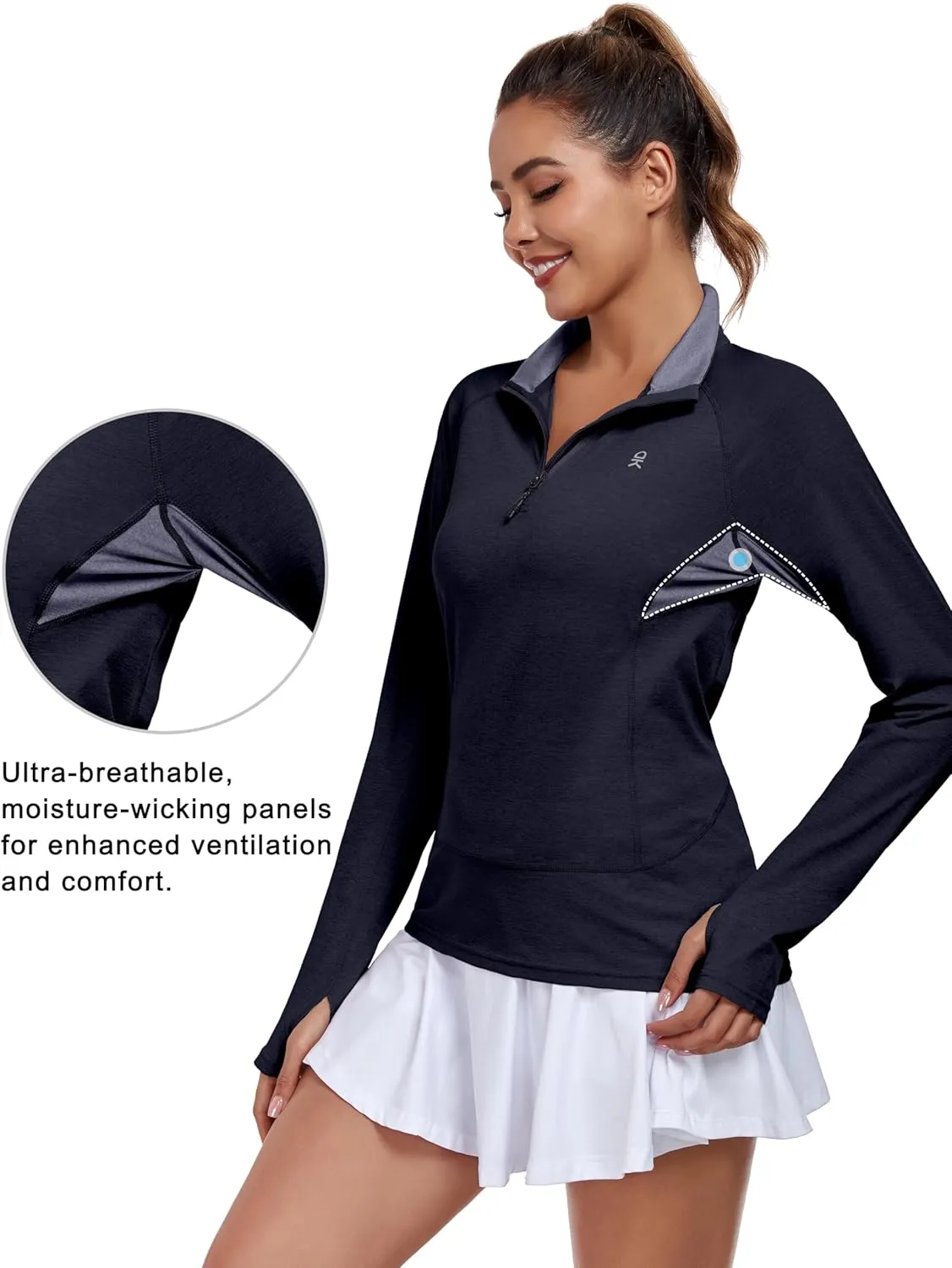 Little Donkey Andy Women's UPF50  Shirts 1/4 Zip Long Sleeve Pullover Quick Dry Lightweight Golf Hiking Tops Rash Guard