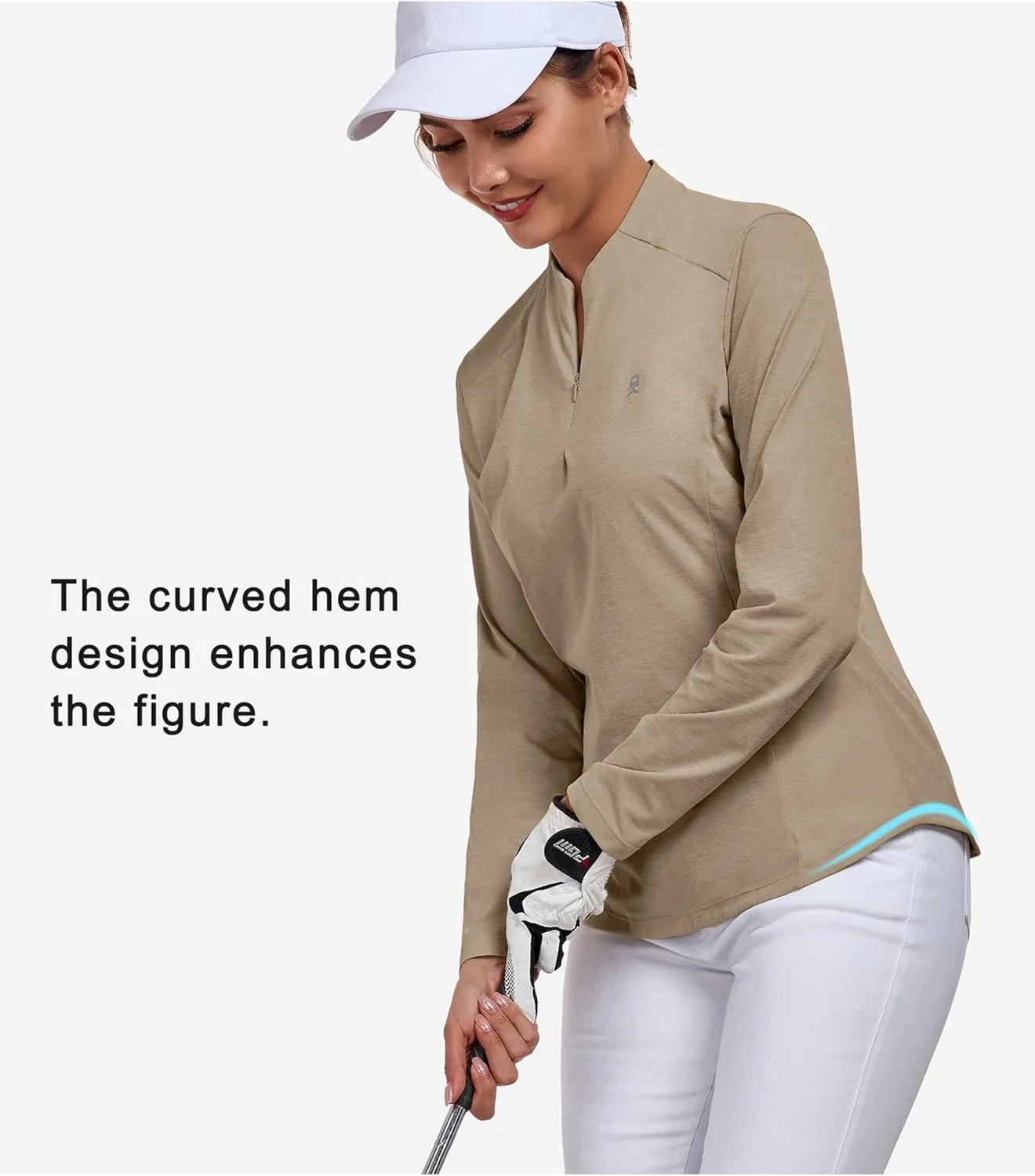 Little Donkey Andy Women's UPF50  Shirts 1/4 Zip Long Sleeve Pullover Quick Dry Lightweight Golf Hiking Tops Rash Guard