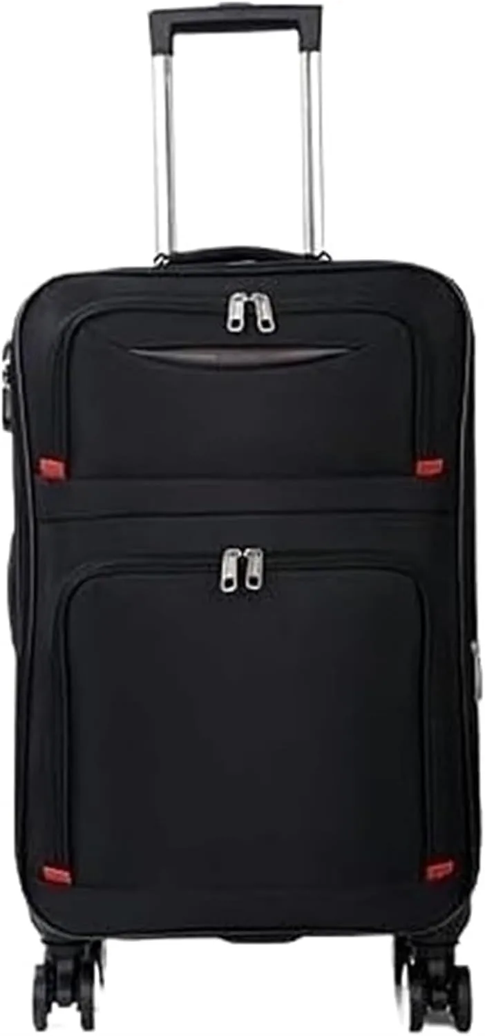 Luggage Softside Luggage With Spinner Wheels,Expandable Softside Carry-On Suitcase Checked Luggage Trolley Suitcase (Color : Black, Size : 28in)
