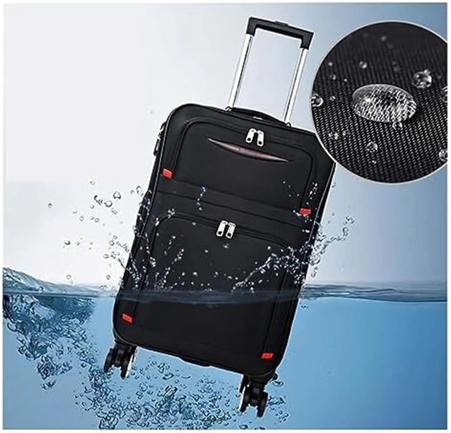 Luggage Softside Luggage With Spinner Wheels,Expandable Softside Carry-On Suitcase Checked Luggage Trolley Suitcase (Color : Black, Size : 28in)