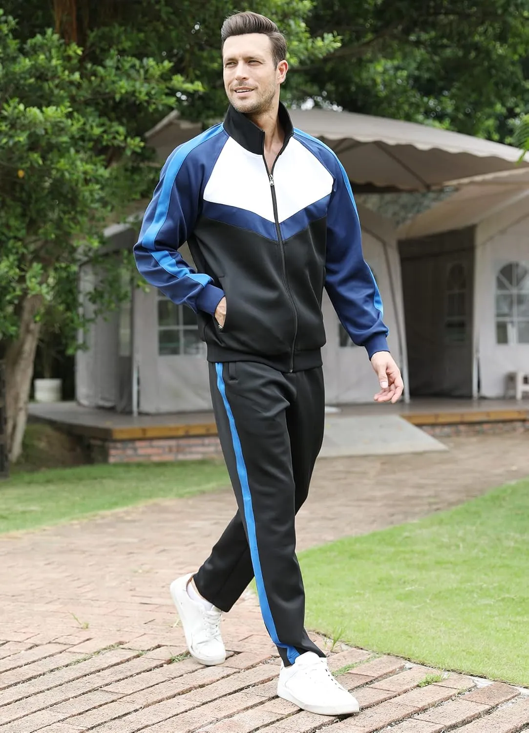 Men's Tracksuits Set 2 Piece Athletic Full Zip Track Suits Workout Jogging Sweatsuit Sets for Men