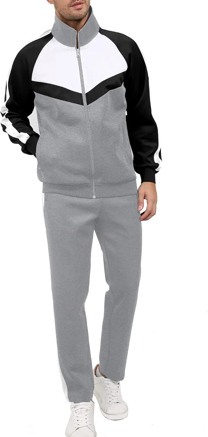 Men's Tracksuits Set 2 Piece Athletic Full Zip Track Suits Workout Jogging Sweatsuit Sets for Men