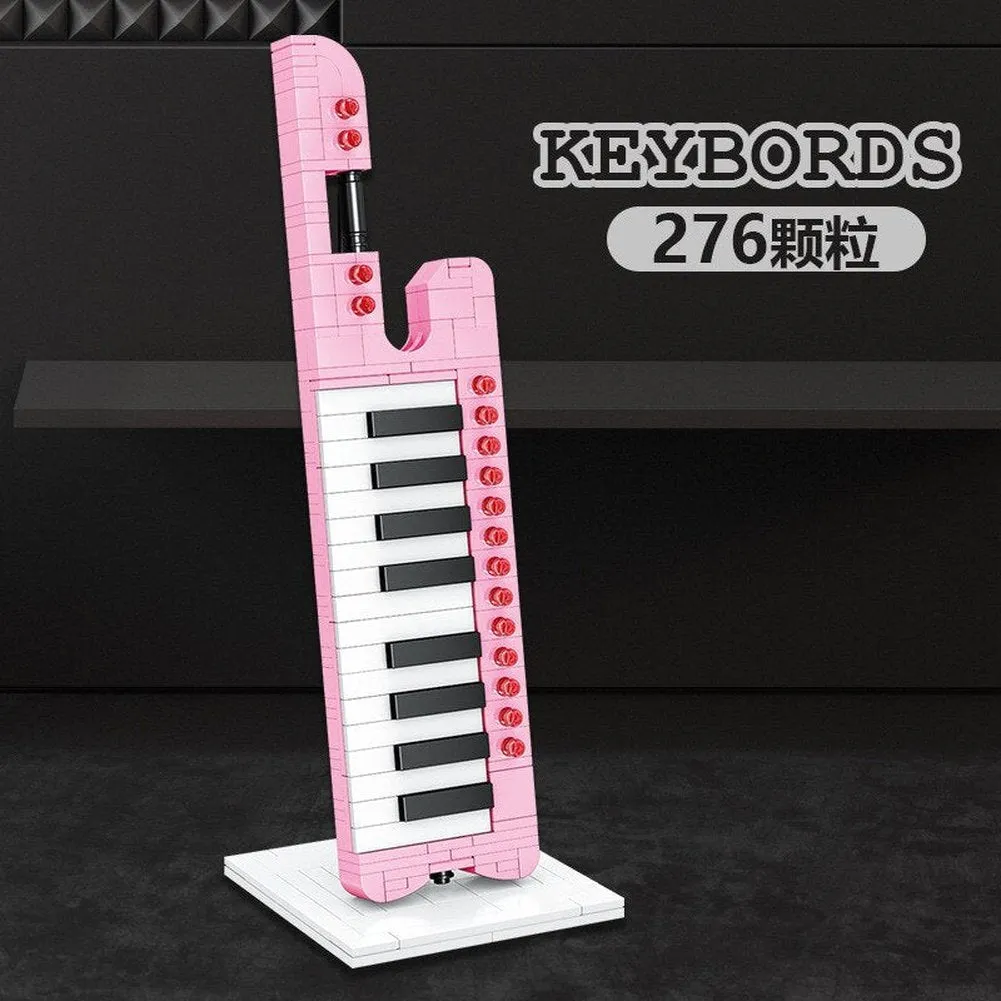 MOC NON  Building Blocks Musical Instrument Guitar Piano Violin Model Ornaments 's  Assembled Building Blocks Toys