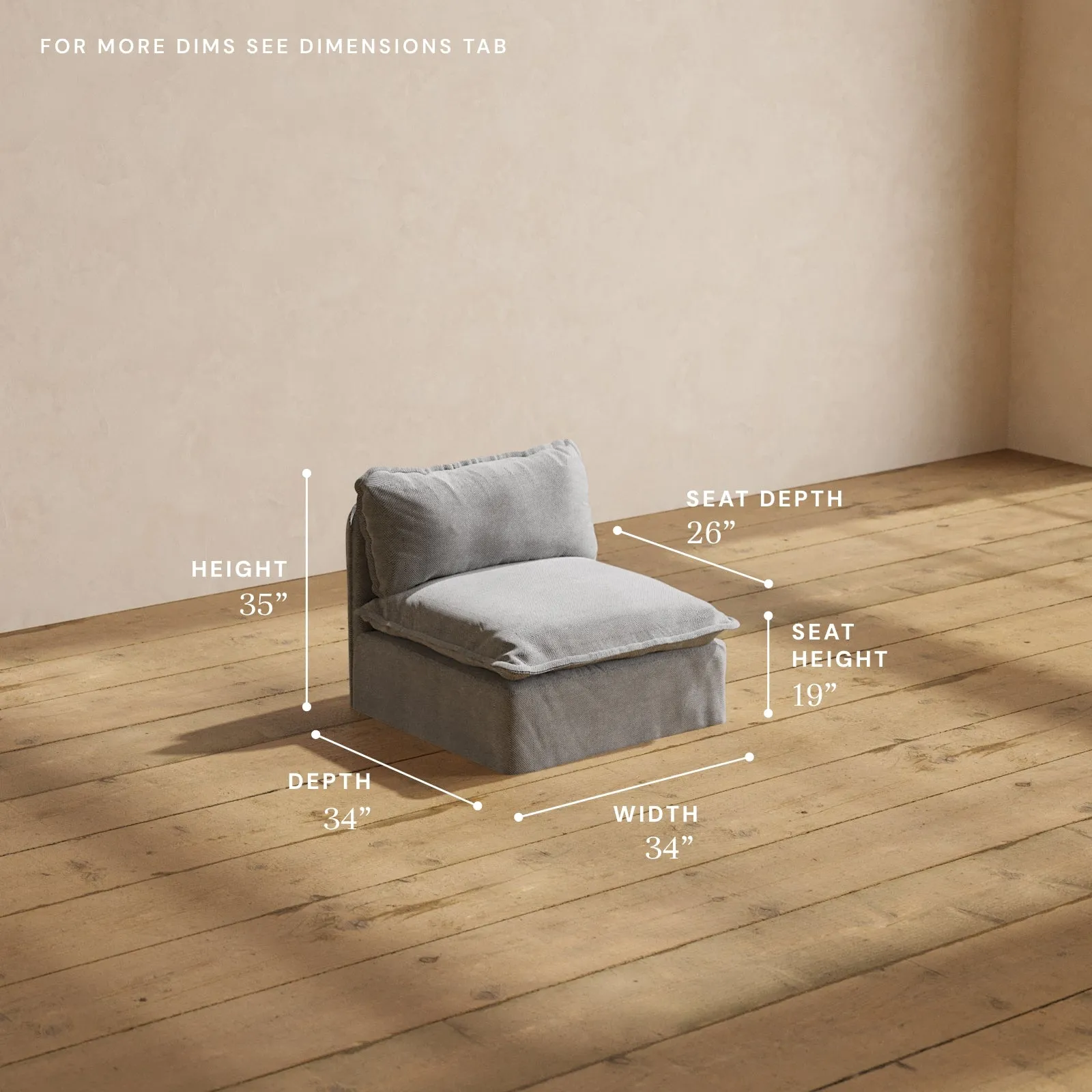 Modular Performance Armless Chair in Ash | Relaxed Blend