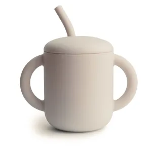 Mushie Silicone Training Cup   Straw - Shifting Sand