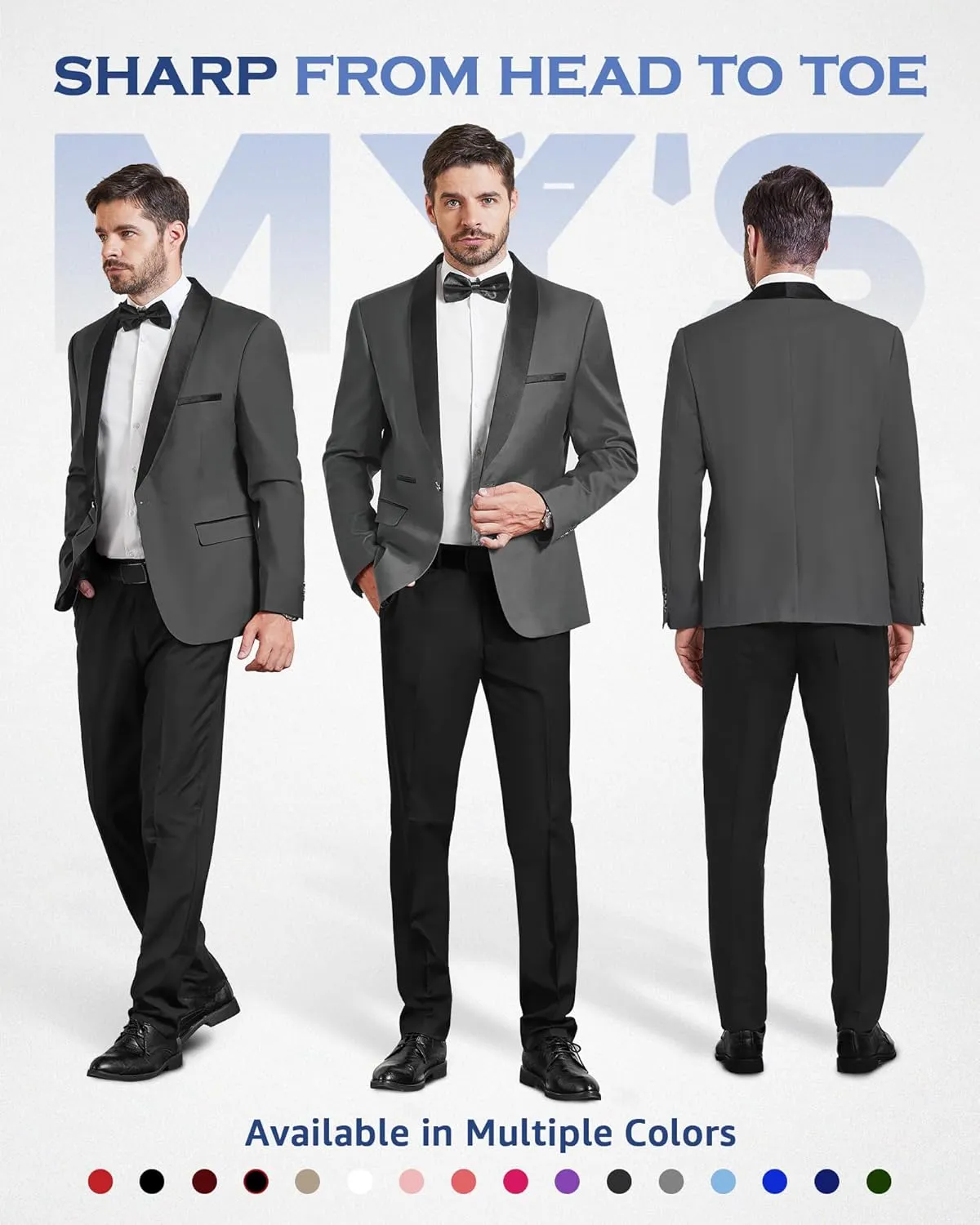MY'S Men's Casual Slim Fit Blazer, One Button Shawl Lapel Lightweight Suit Jacket for Dinner Wedding Party