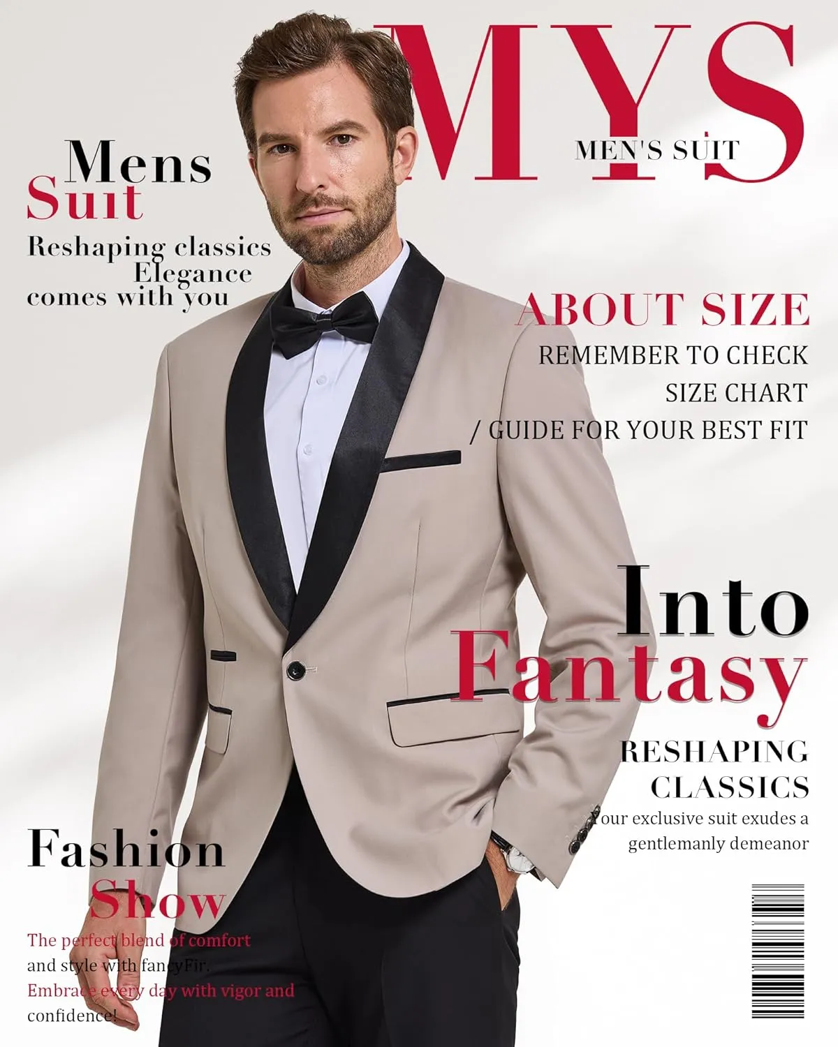 MY'S Men's Casual Slim Fit Blazer, One Button Shawl Lapel Lightweight Suit Jacket for Dinner Wedding Party