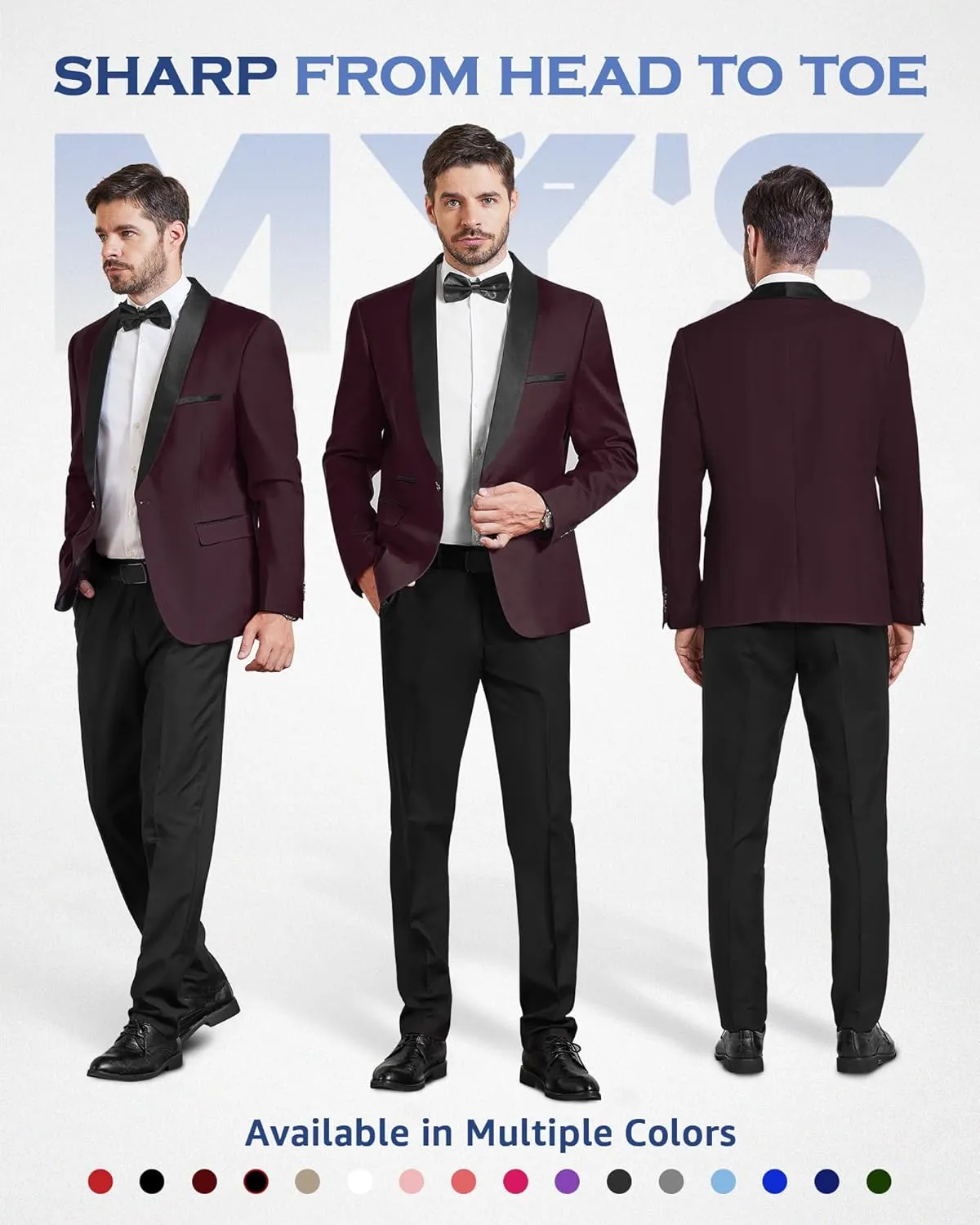 MY'S Men's Casual Slim Fit Blazer, One Button Shawl Lapel Lightweight Suit Jacket for Dinner Wedding Party