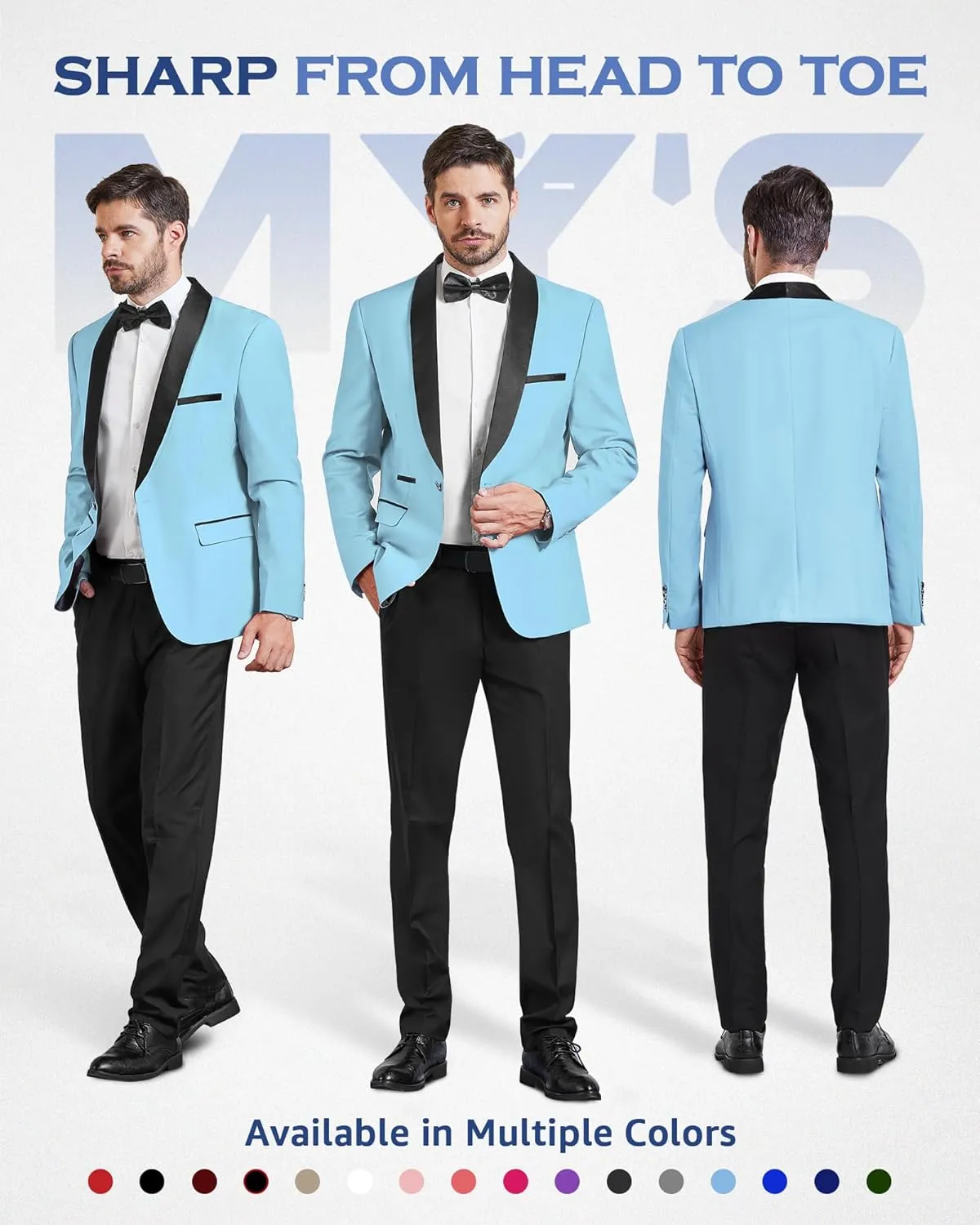 MY'S Men's Casual Slim Fit Blazer, One Button Shawl Lapel Lightweight Suit Jacket for Dinner Wedding Party