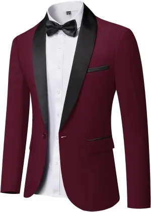 MY'S Men's Casual Slim Fit Blazer, One Button Shawl Lapel Lightweight Suit Jacket for Dinner Wedding Party