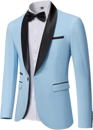 MY'S Men's Casual Slim Fit Blazer, One Button Shawl Lapel Lightweight Suit Jacket for Dinner Wedding Party