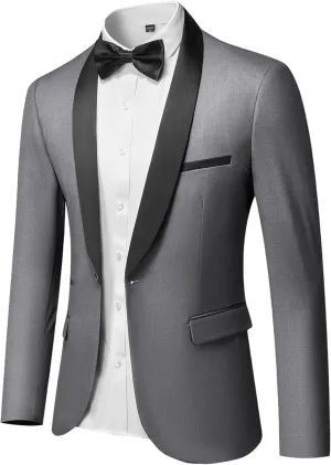 MY'S Men's Casual Slim Fit Blazer, One Button Shawl Lapel Lightweight Suit Jacket for Dinner Wedding Party