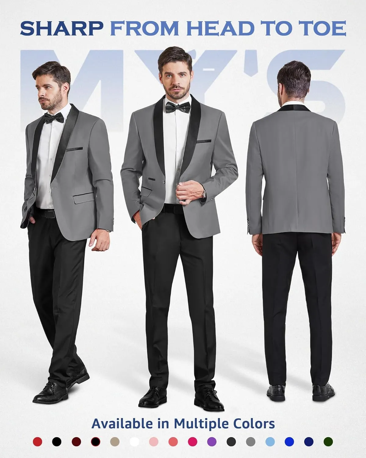 MY'S Men's Casual Slim Fit Blazer, One Button Shawl Lapel Lightweight Suit Jacket for Dinner Wedding Party