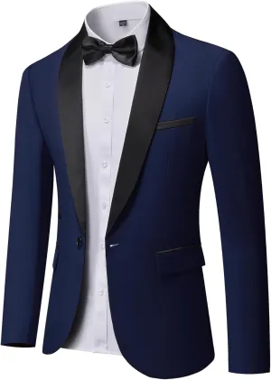 MY'S Men's Casual Slim Fit Blazer, One Button Shawl Lapel Lightweight Suit Jacket for Dinner Wedding Party