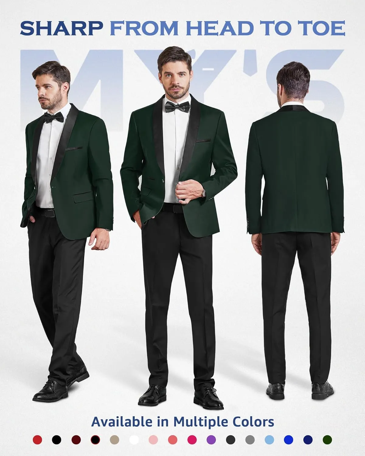 MY'S Men's Casual Slim Fit Blazer, One Button Shawl Lapel Lightweight Suit Jacket for Dinner Wedding Party