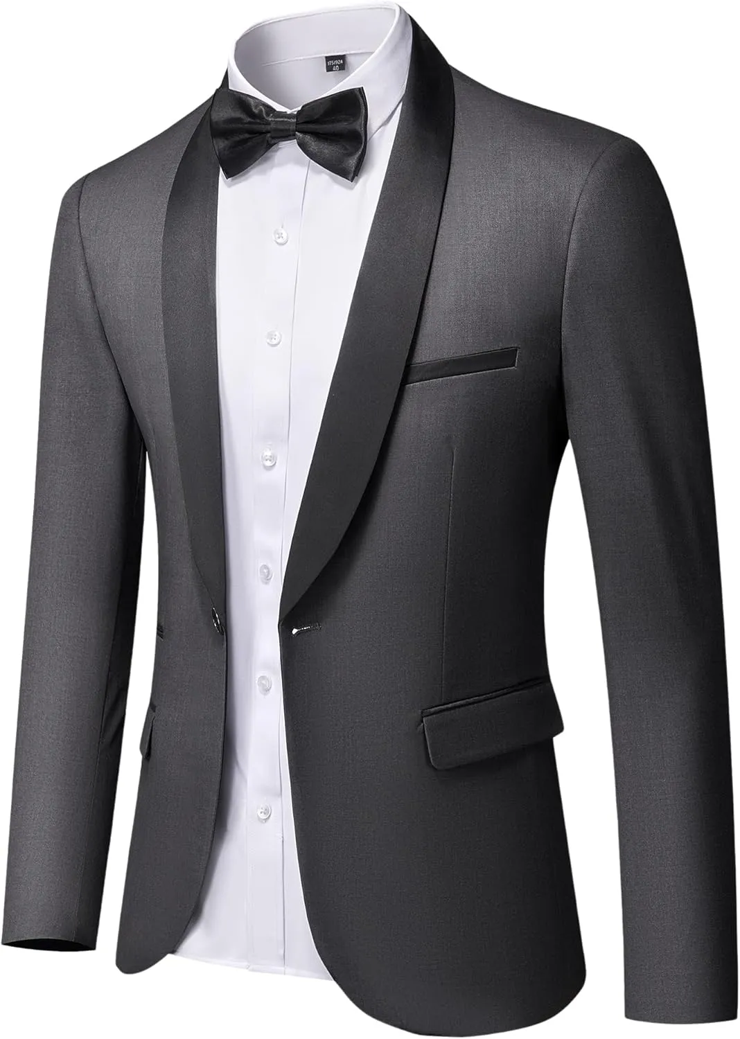 MY'S Men's Casual Slim Fit Blazer, One Button Shawl Lapel Lightweight Suit Jacket for Dinner Wedding Party