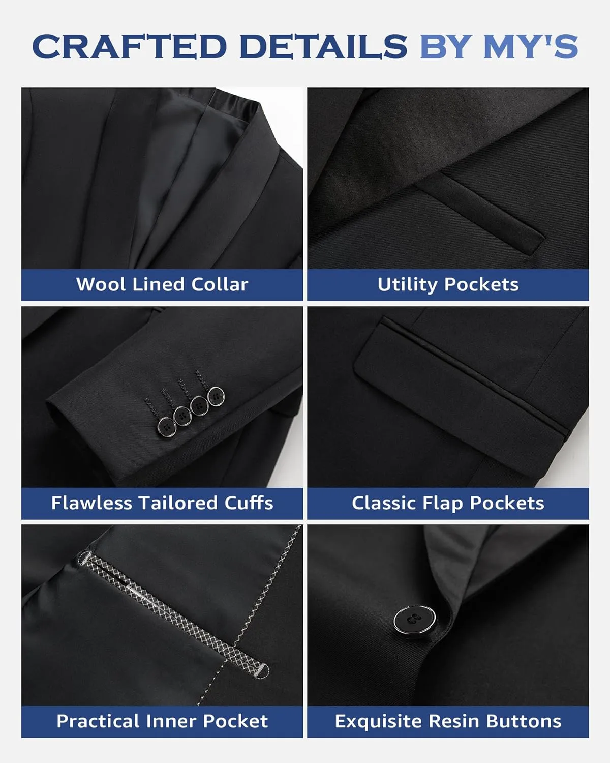 MY'S Men's Casual Slim Fit Blazer, One Button Shawl Lapel Lightweight Suit Jacket for Dinner Wedding Party