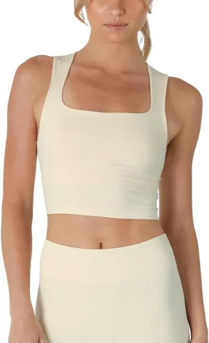 NIKIBIKI Women Seamless Clean Line Square Neck Crop Top, Made in U.S.A, One Size