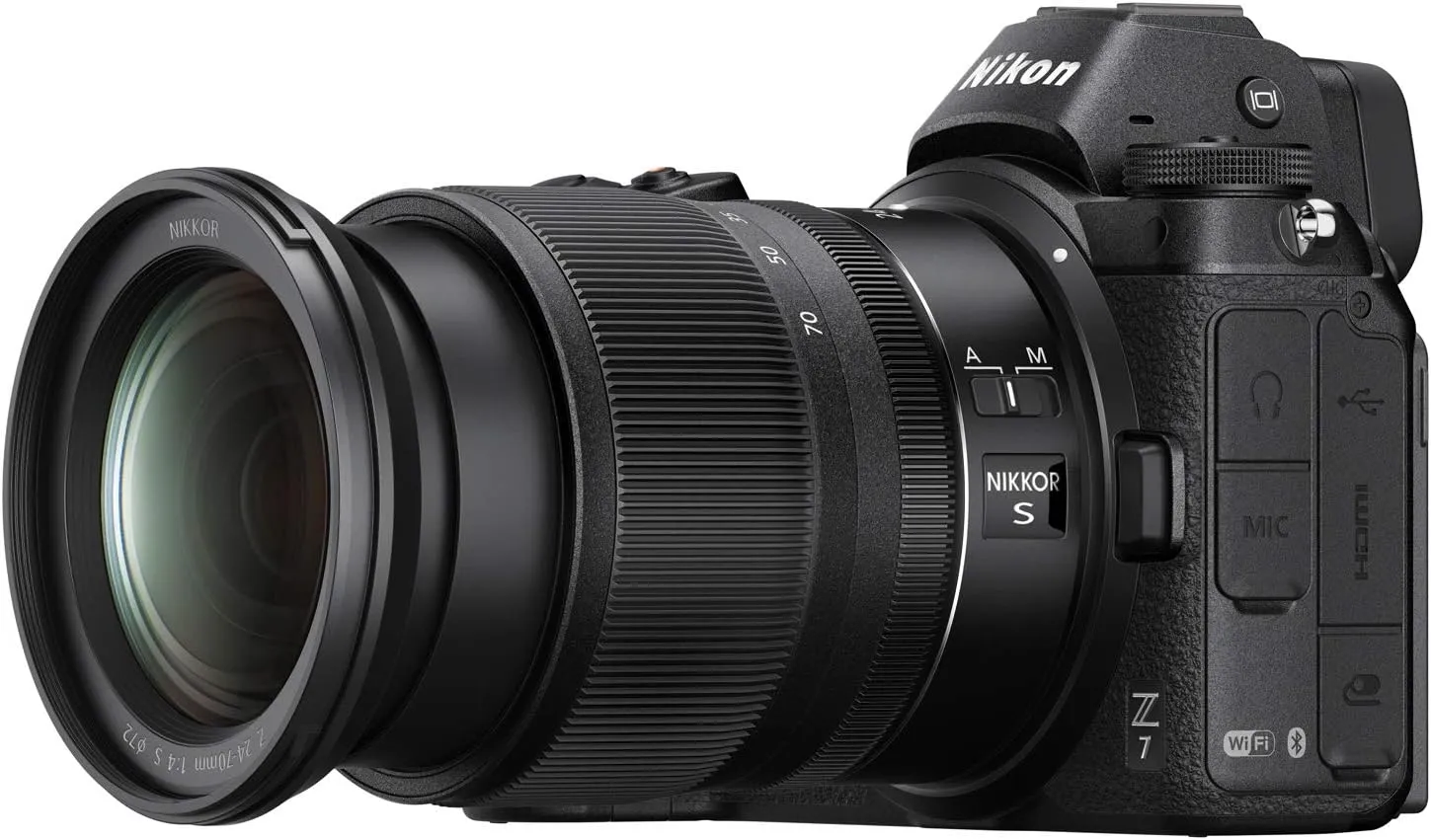 Nikon Z7 Mirrorless Camera Body FX-Format Full-Frame 4K Ultra HD with NIKKOR Z 24-70mm f/4 S Lens Kit and Deco Gear Travel Gadget Bag Case with Extra Battery & Accessory Kit Editing Software Bundle