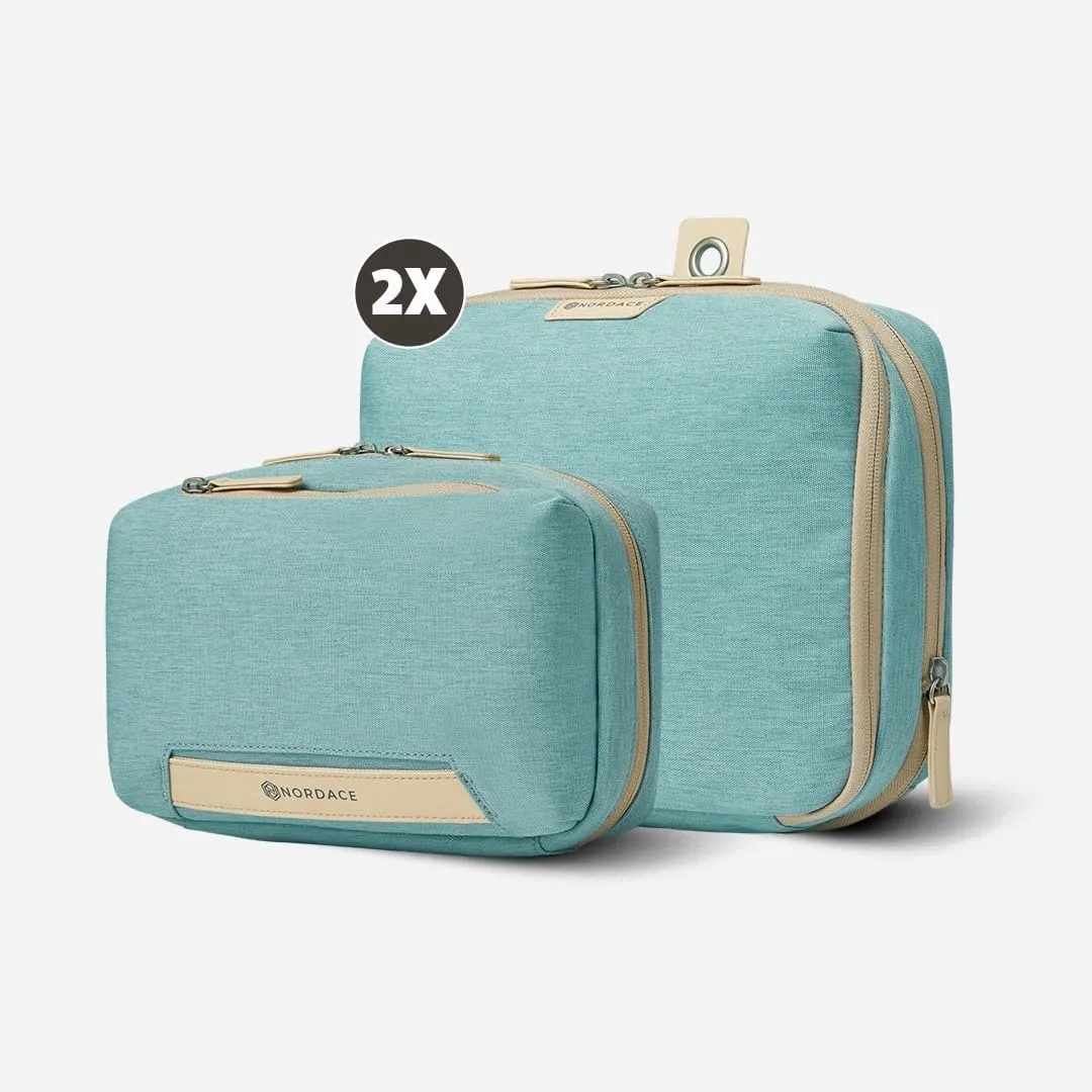 Nordace Travel Packing Organizers Set for Men and Women - 2x Packing Cubes & 1x Wash Pouch - Durable & Water Resistant (Aqua)