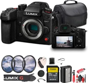 Panasonic Lumix GH7 Mirrorless Camera (DC-GH7BODY)   64GB SF-M Tough Series Memory Card   Bag   Card Reader   Flex Tripod   Cleaning Kit   Memory Wallet   Hand Strap   Cap Keeper