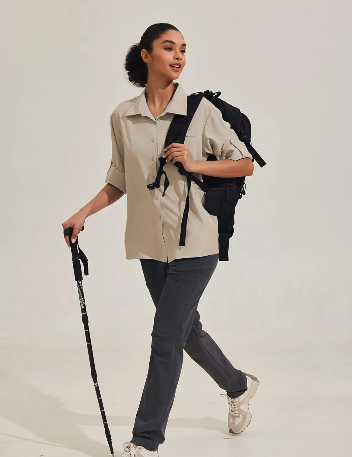 PINSPARK Womens UPF 50  UV Sun Protection Shirts Long Sleeve Outdoor Fishing Blouse Quick Dry Safari Hiking Tops with Pockets