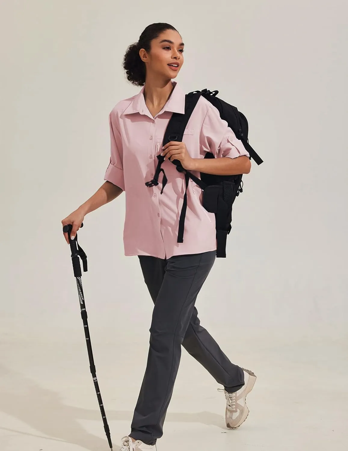 PINSPARK Womens UPF 50  UV Sun Protection Shirts Long Sleeve Outdoor Fishing Blouse Quick Dry Safari Hiking Tops with Pockets