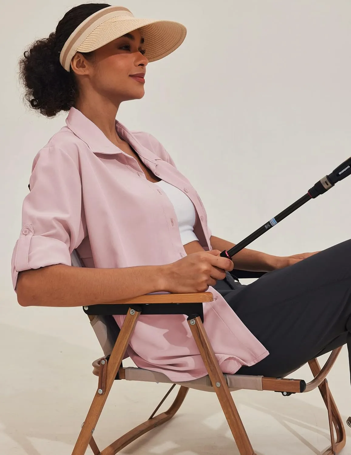 PINSPARK Womens UPF 50  UV Sun Protection Shirts Long Sleeve Outdoor Fishing Blouse Quick Dry Safari Hiking Tops with Pockets