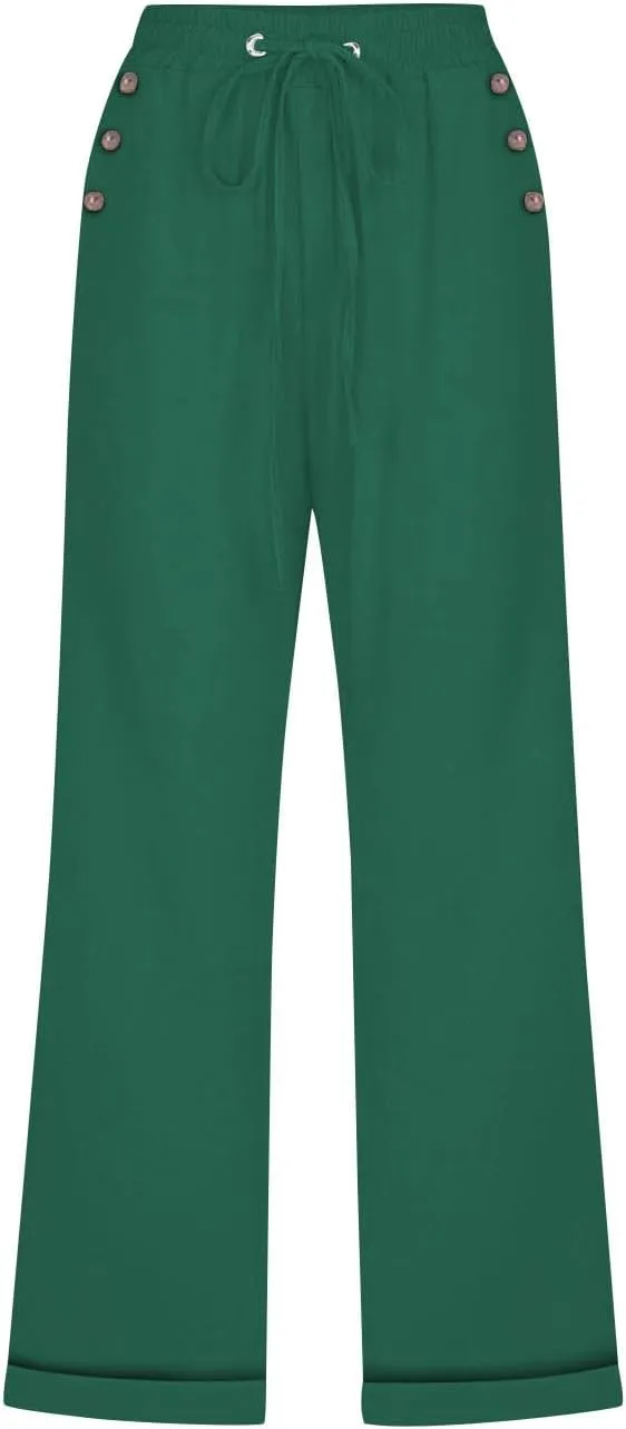 Plus Size Capris for Women Cotton Linen Capri Pants Elastic Waist 3/4 Long Shorts Casual Summer Pants with Pockets
