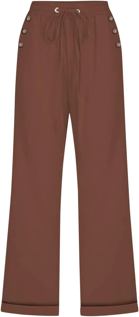 Plus Size Capris for Women Cotton Linen Capri Pants Elastic Waist 3/4 Long Shorts Casual Summer Pants with Pockets