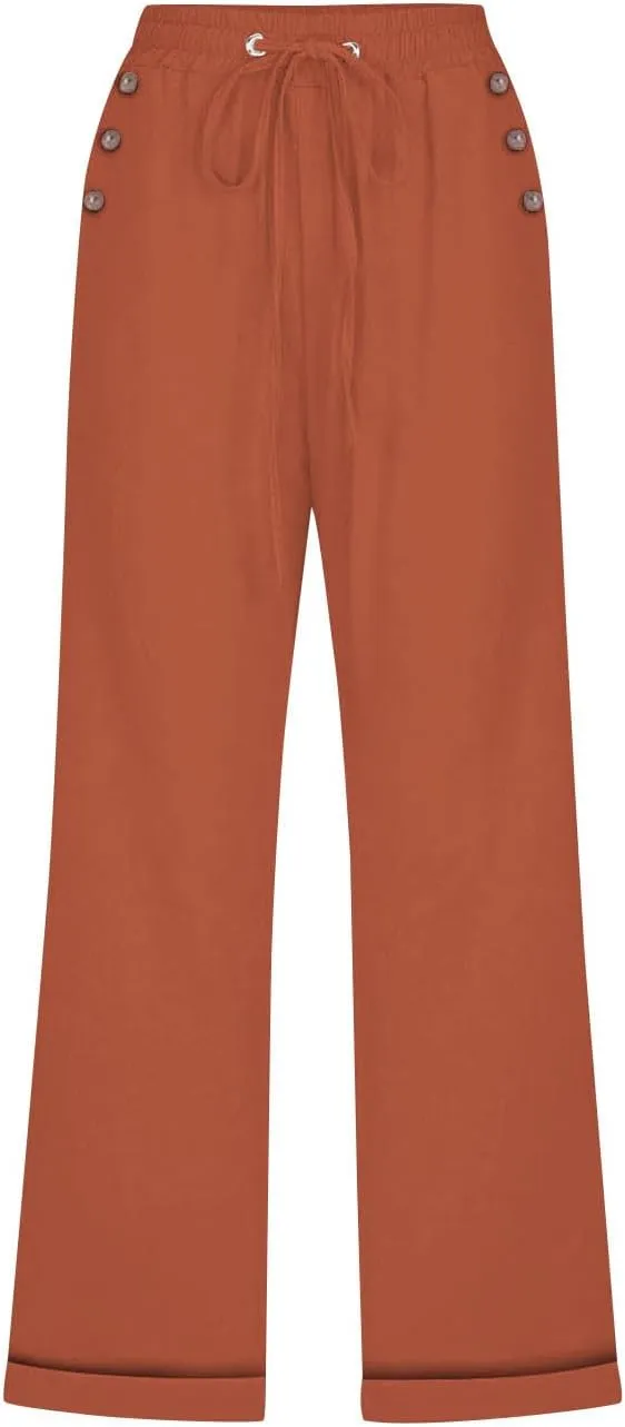 Plus Size Capris for Women Cotton Linen Capri Pants Elastic Waist 3/4 Long Shorts Casual Summer Pants with Pockets