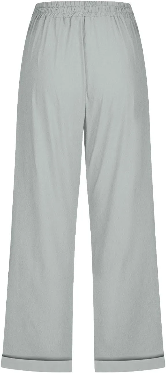 Plus Size Capris for Women Cotton Linen Capri Pants Elastic Waist 3/4 Long Shorts Casual Summer Pants with Pockets