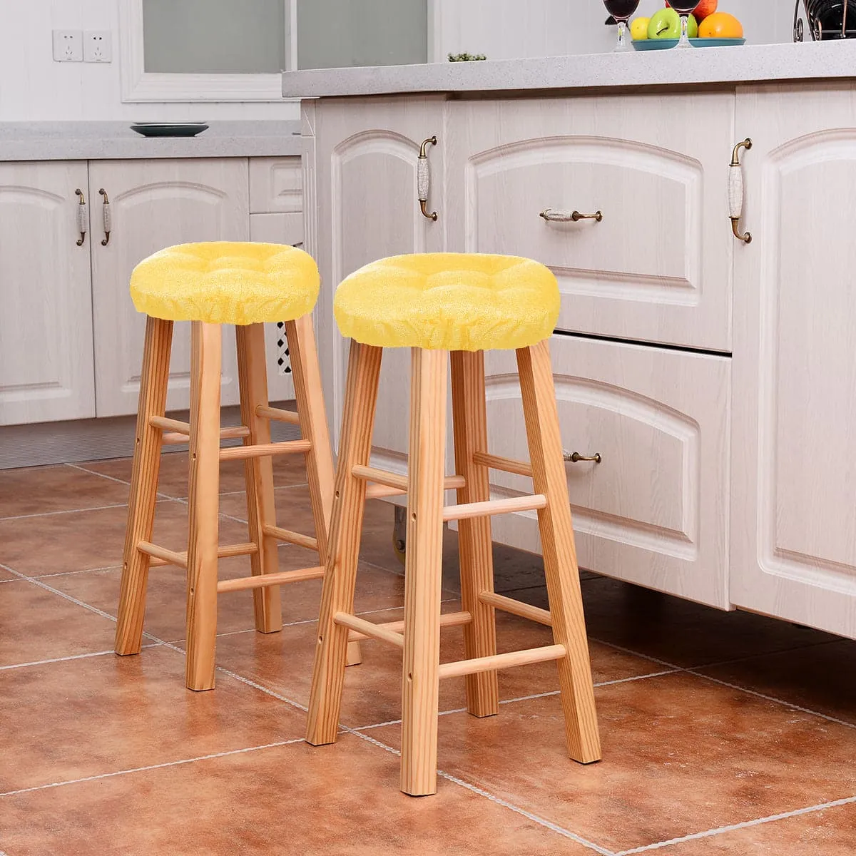 Rave Yellow Gold Bar Stool Cover with Adjustable Drawstring Yoke
