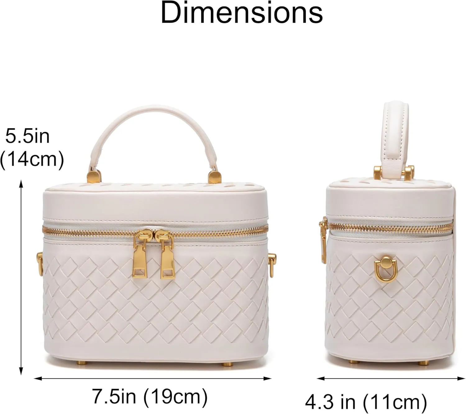 Rejolly Top-Handle Handbag for Women Woven Leather Vanity Case Designer Purse Quiet Luxury Trendy Crossbody Shoulder Bag