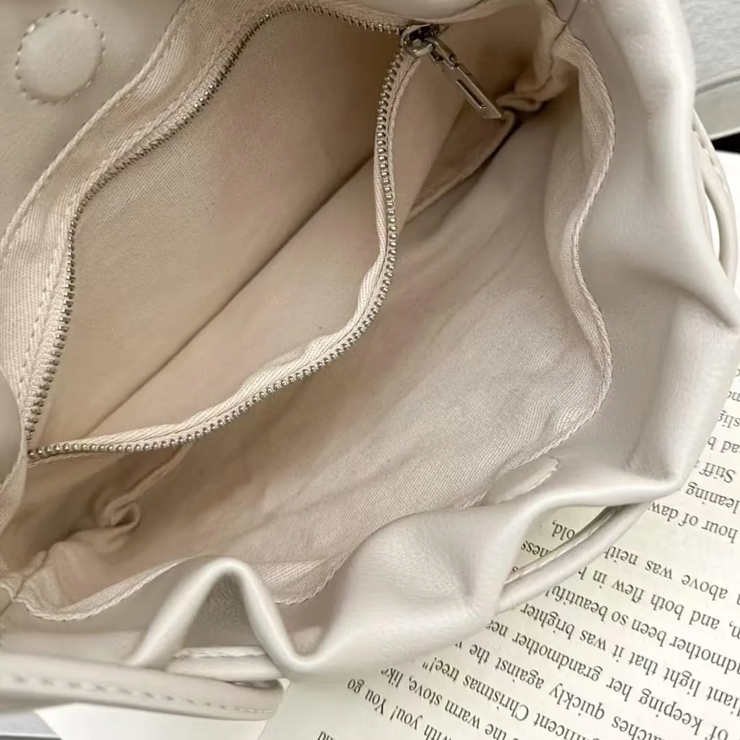 Soft Vegan genuine Leather Clutch Bag for women,fashion drawstring shoulder bag,folding bucket cloud crossbody bag.