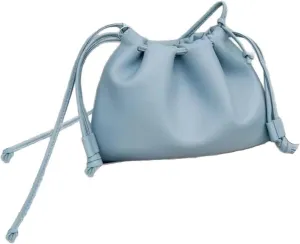 Soft Vegan genuine Leather Clutch Bag for women,fashion drawstring shoulder bag,folding bucket cloud crossbody bag.
