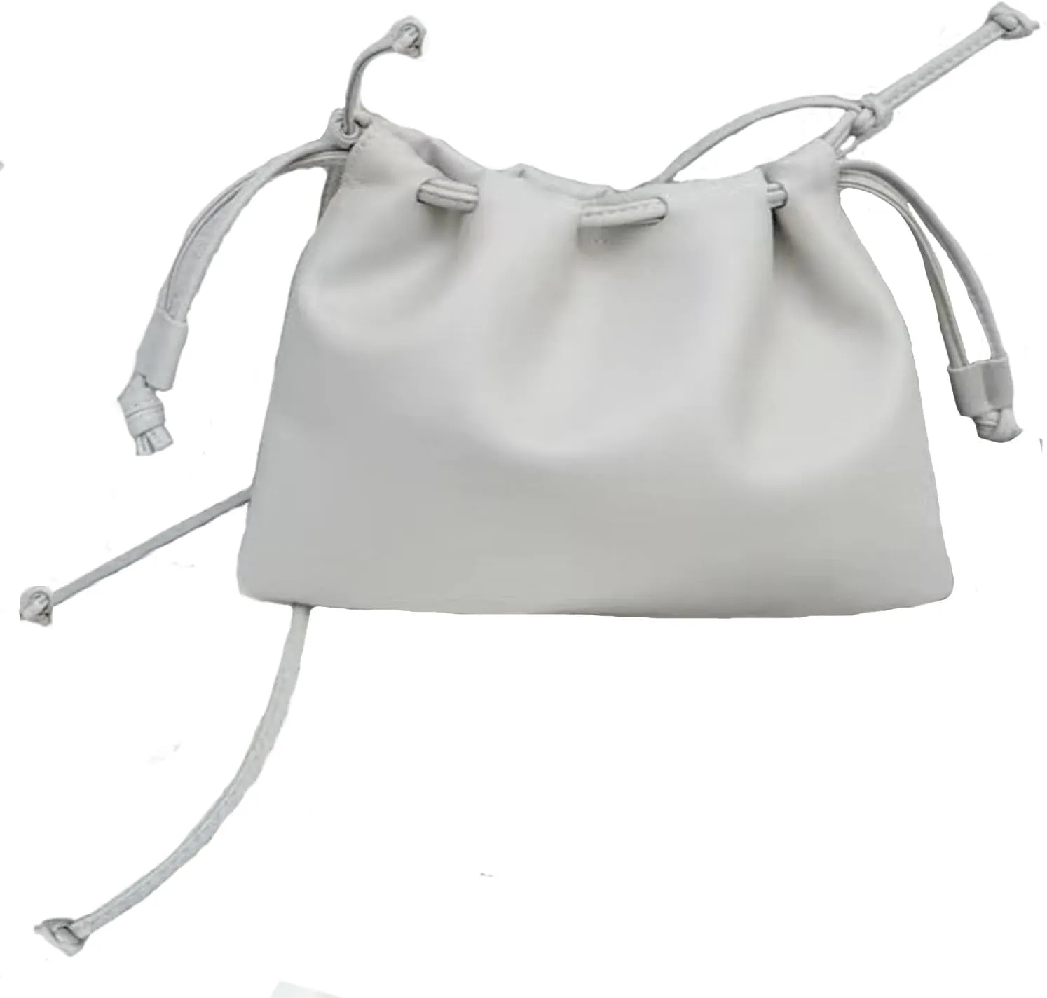 Soft Vegan genuine Leather Clutch Bag for women,fashion drawstring shoulder bag,folding bucket cloud crossbody bag.