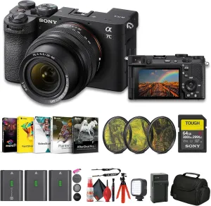 Sony a7C II Mirrorless Camera with 28-60mm Lens (ILCE-7CM2L/B)   64GB SF-G Tough Card   Filter Kit   Bag   2 x NP-FZ100 Compatible Battery   Corel Photo Software   External Charger   More (Renewed)