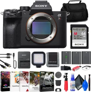 Sony a7R IVA Mirrorless Camera (ILCE7RM4A/B)   64GB Card   Bag   2 x NP-FZ100 Compatible Battery   Card Reader   LED Light   Corel Photo Software   HDMI Cable   Flex Tripod   More (Renewed)