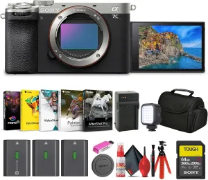 Sony Alpha 7C II Mirrorless Full-Frame Interchangeable Lens Camera (ILCE-7CM2/S)   64GB SF-G Tough Card   Bag   2 x NP-FZ100 Compatible Battery   Corel Software   External Charger   More (Renewed)