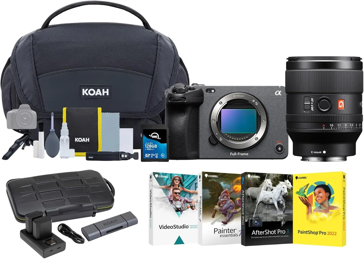 Sony FX3 Full-Frame Cinema Camera with 35mm f/1.4 GM Lens Bundle with (2-Pack) Batteries, Memory Card, 4 Softwares, Bag with Cleaning Kit and Card Reader