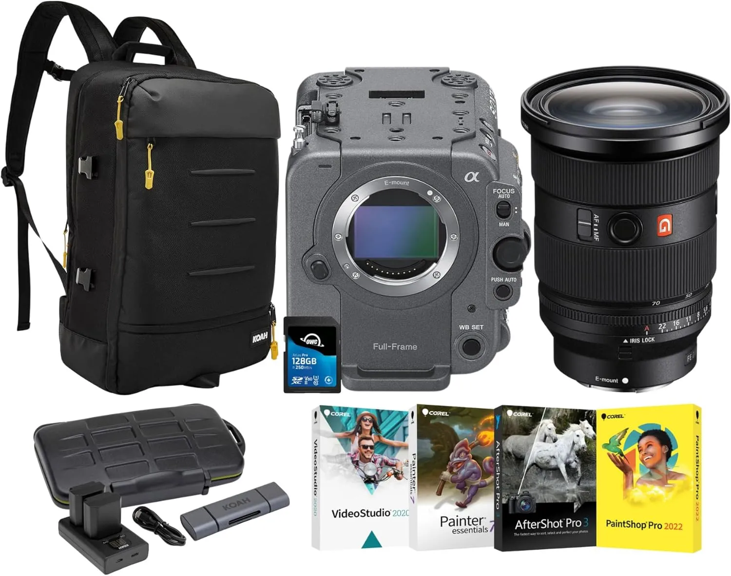 Sony FX6 Full-Frame Cinema Camera Bundle with 24-70mm f/2.8 GM II Lens with Gadget Bag, Accessories Batteries, SD Card, Software Pack and Card Reader (8 Items)