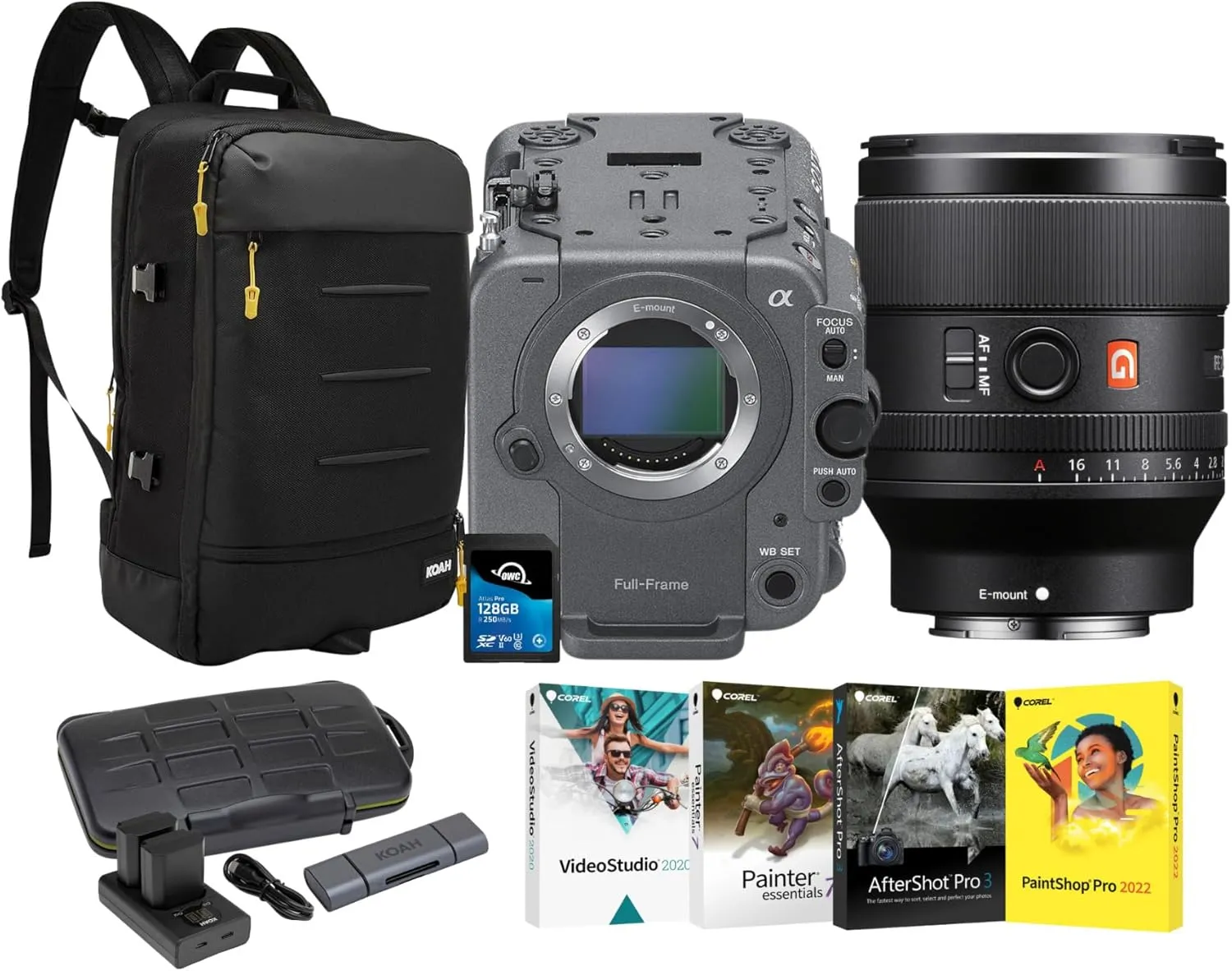 Sony FX6 Full-Frame Cinema Camera with 35mm f/1.4 GM Lens Bundle with Batteries (2-Pack), Memory Card, 4 Softwares, Bag with Cleaning Kit and Card Reader (8 Items)