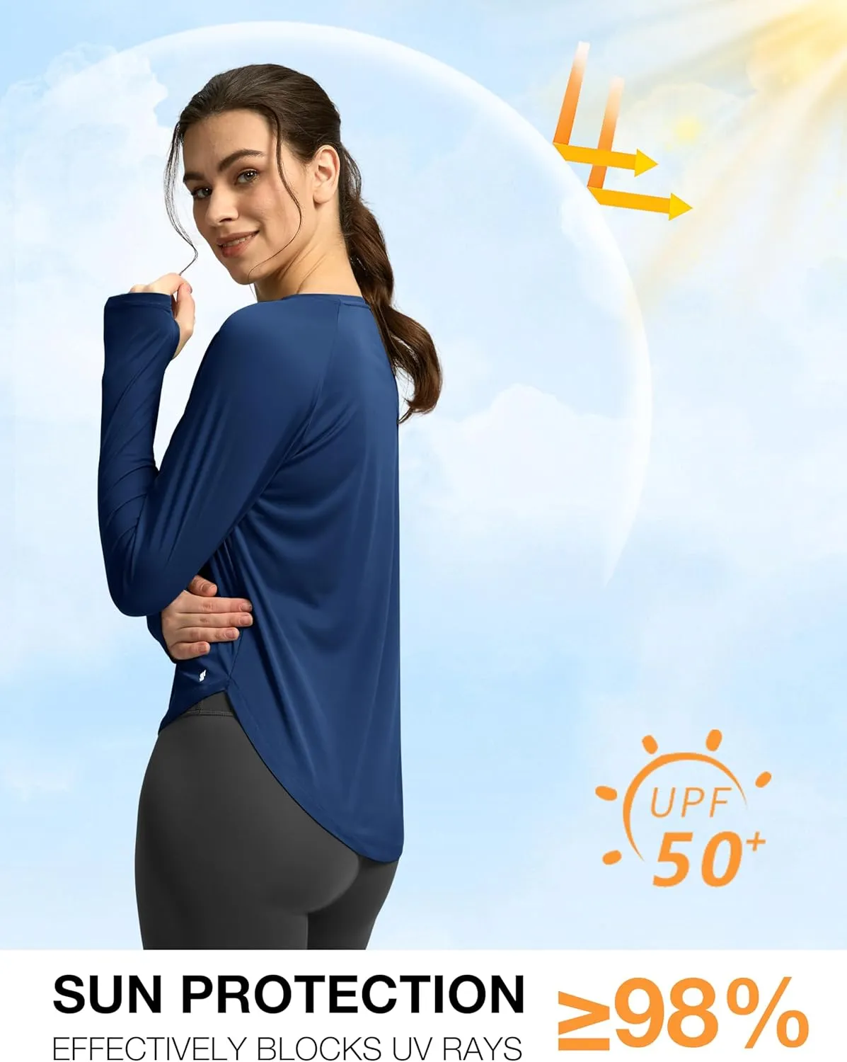 Soothfeel Womens Sun Shirts UPF 50  UV Protection Lightweight Quick Dry Long Sleeve Workout Hiking Tops Outdoor