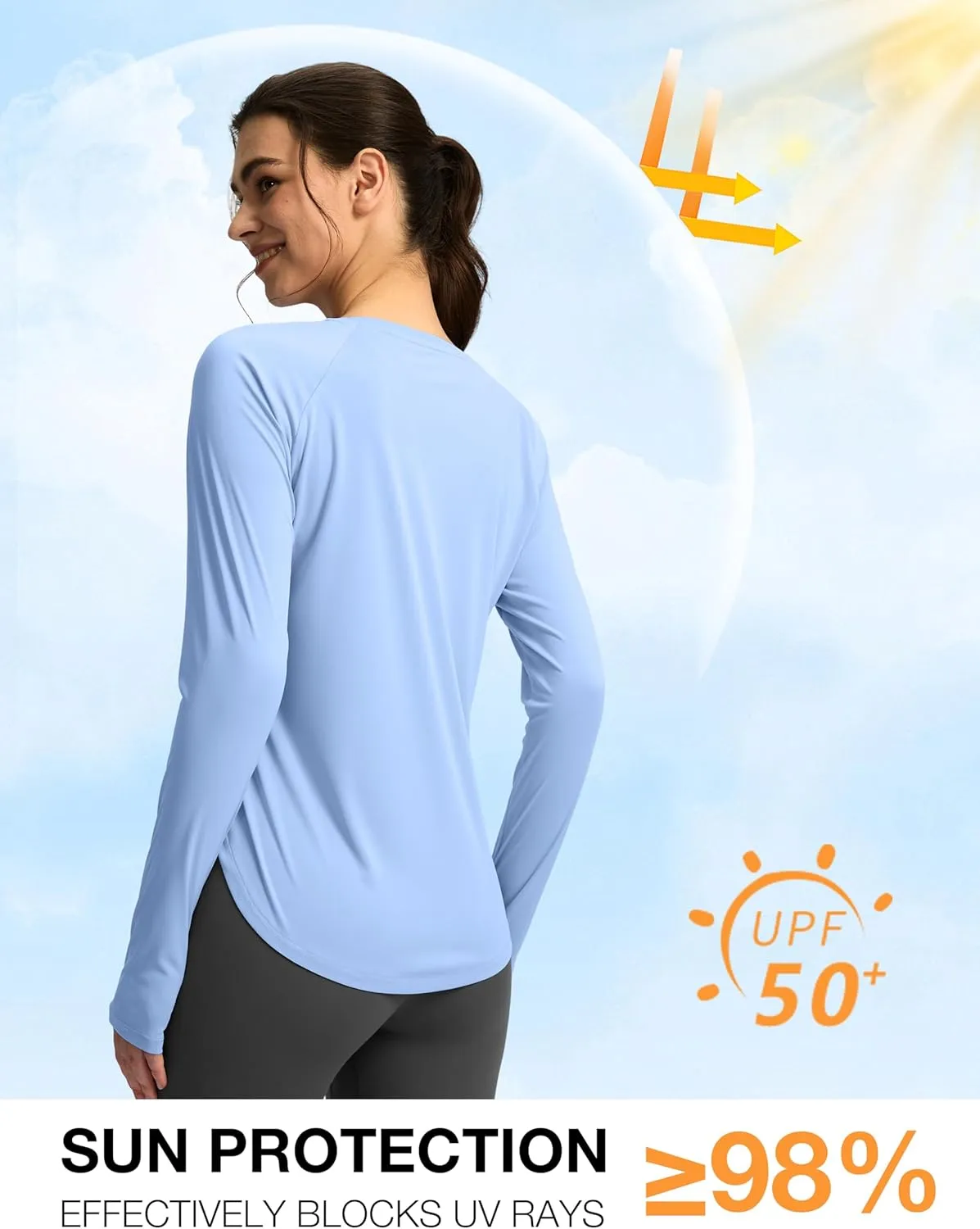 Soothfeel Womens Sun Shirts UPF 50  UV Protection Lightweight Quick Dry Long Sleeve Workout Hiking Tops Outdoor