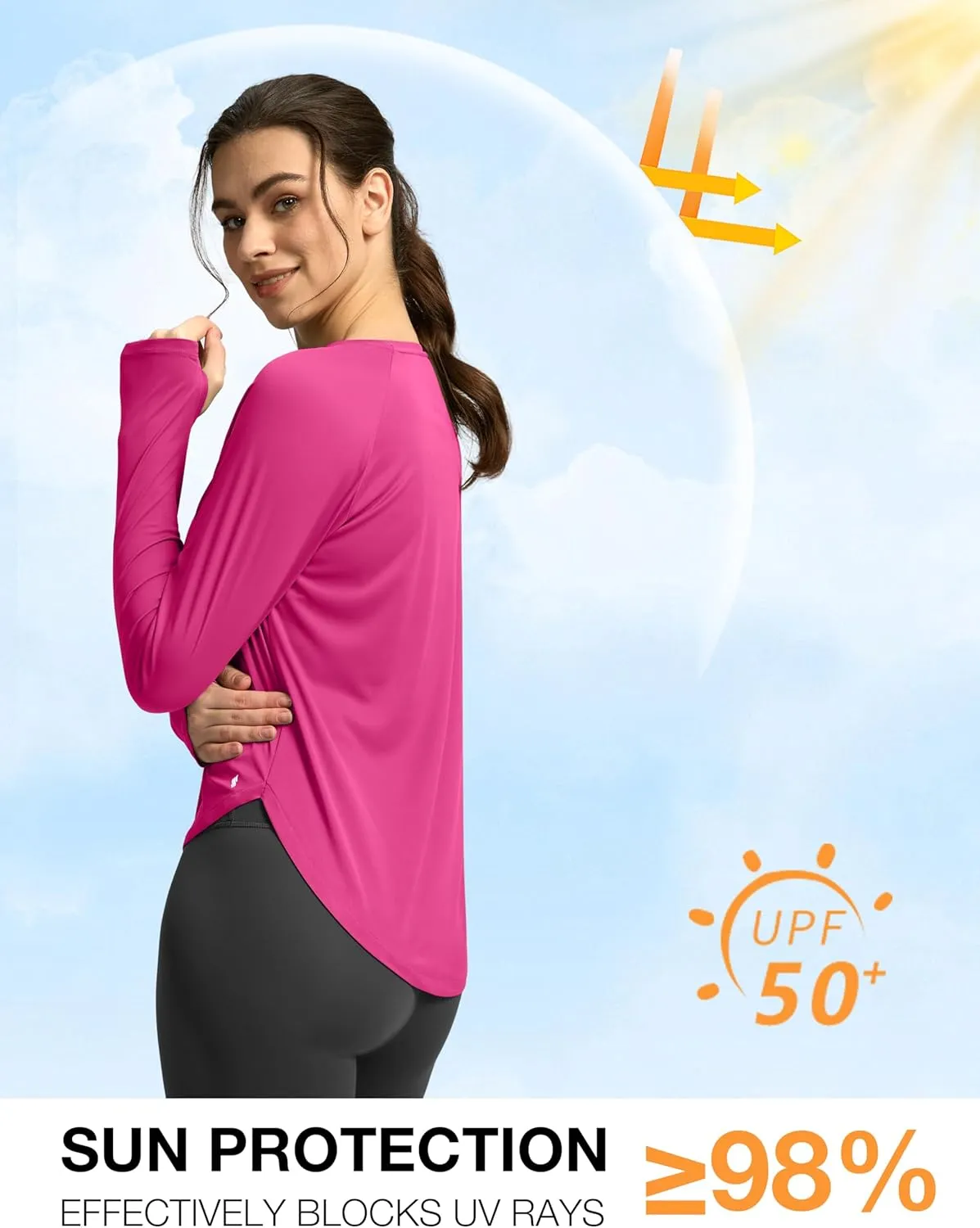 Soothfeel Womens Sun Shirts UPF 50  UV Protection Lightweight Quick Dry Long Sleeve Workout Hiking Tops Outdoor