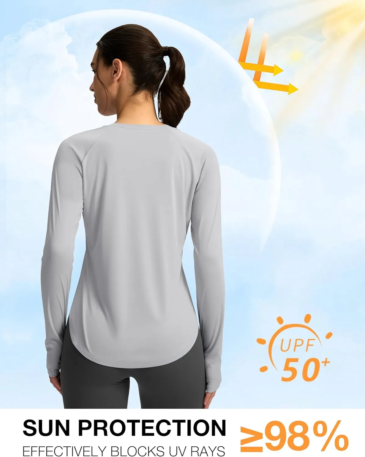 Soothfeel Womens Sun Shirts UPF 50  UV Protection Lightweight Quick Dry Long Sleeve Workout Hiking Tops Outdoor
